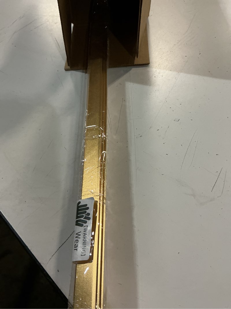 Condition photo showing As Is for trimold matte gold aluminum peel and stick l molding corner guards with 90° angle for wall door frame cabinet baseboard protection and decoration, 35.4in x 0.8in (3pcs) matte gold 35.4in x 0.8in