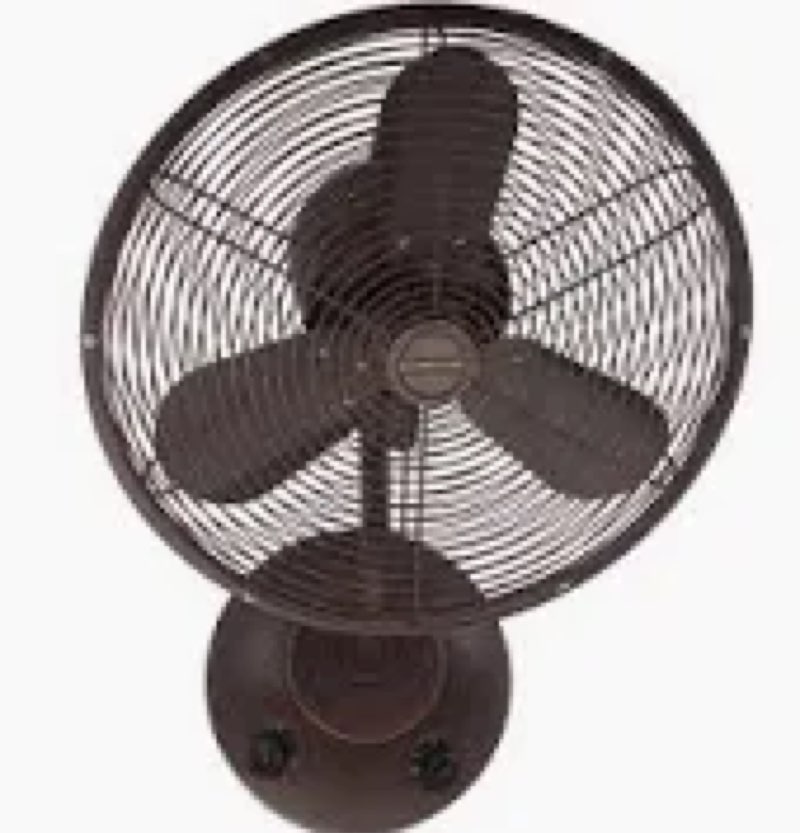 Comfort Zone Oscillating Wall Mounted Fan, 16 inches, 3 Speeds with Adjustable Tilt and Metal Grille