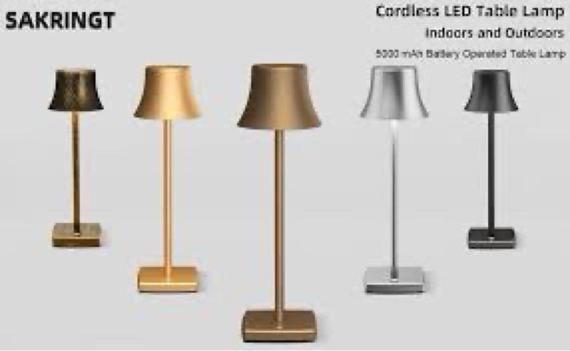 SAKRINGT LED Cordless Table Lamps Rechargeable,5000mAh Battery Operated Table Light,3 Color Stepless