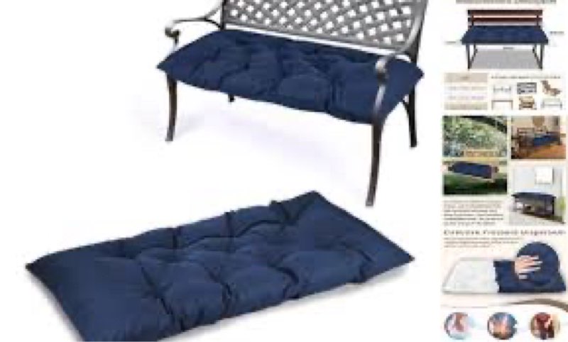 59 inch Waterproof Indoor/Outdoor Garden Bench Seat Cushions,Thicken Patio Bench Soft Rocking Chairs Pad Lounger Seat for Porch Wicker Loveseat Settee (59x19.6x3.9 inch,Navy