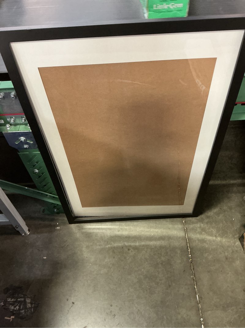 Condition photo showing Good Condition for funtress26x38 picture frame for wall hanging family photo frame wood living room document collage frame with mat (26x38 inch, black) 1 pack black