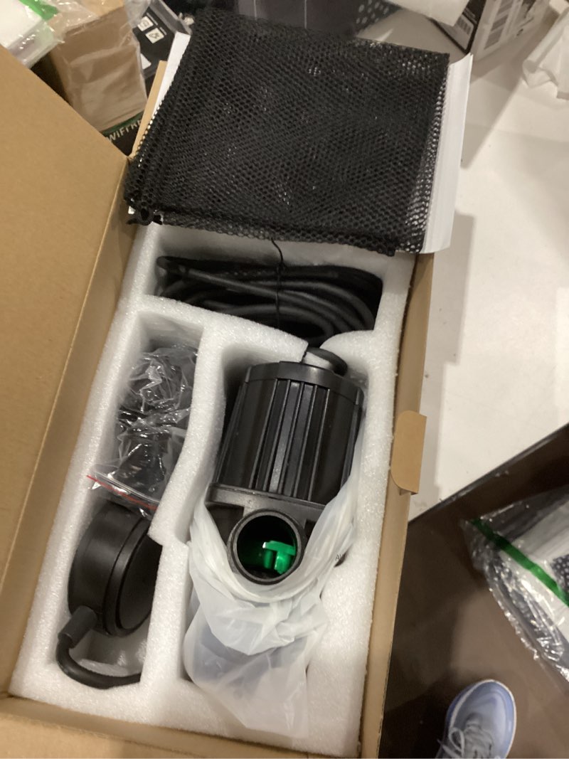 Condition photo showing Good Condition for 1322 gph submersible water pump, 45w pond pump with 15ft. lift height for koi pond pool, waterfall, fish tank, aquarium, statuary, hydroponic, ultra quiet, barrier bag & 16.5ft power cord 45w;1322gph