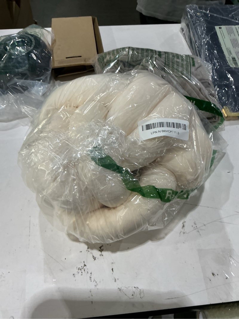 Condition photo showing Good Condition for knot ball pillow, round decorative throw pillows cushion, 11 inch beige soft plush knotted pillows pillow, modern home throw knot decorative cushion beige large-11 inch