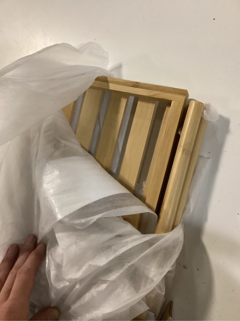 Condition photo showing As Is for organize it all bamboo wall mount bathroom shelf