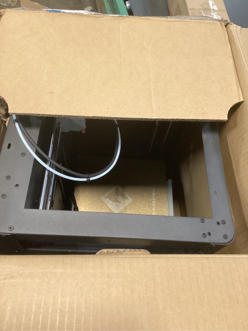 Condition photo showing As Is for flashforge adventurer 5m 3d printer with fully auto leveling, max 600mm/s high speed printing, 280°c direct extruder with 3s detachable nozzle, corexy all metal structure, print size 220x220x220mm