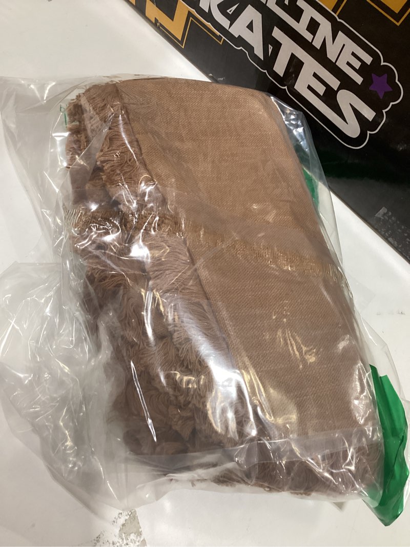 Condition photo showing New/Like New for MIULEE Decorative Throw Pillow Covers Neutral Linen Fringe Throw Pillows Set of 2 Brown Boho Farmhouse Cushion Covers with Tassels for Couch Sofa Bed Living Room Spring Home Decor 16x16 Inch 16" x 16" (Pack of 2) Brown 2