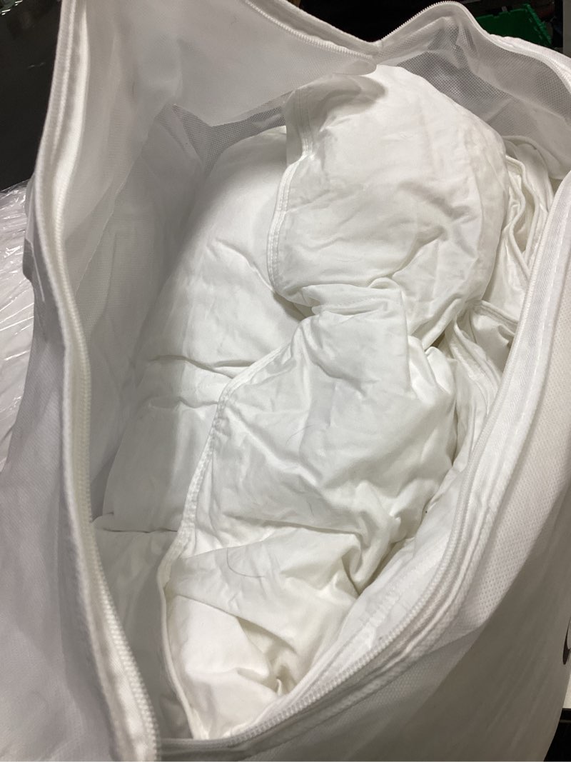 Condition photo showing As Is for quince lightweight premium down alternative comforter, king/cal king, white