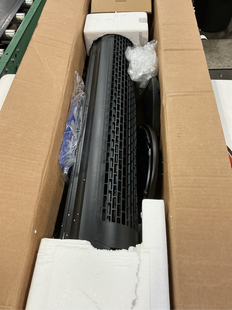 Condition photo showing As Is for dreo tower fan for bedroom, 5 speeds, 4 modes with 26ft/s standing fan, 90° oscillating fans for indoors, 12h & 28db quiet timer, remote control, touch, 40" bladeless floor fan for home office, black