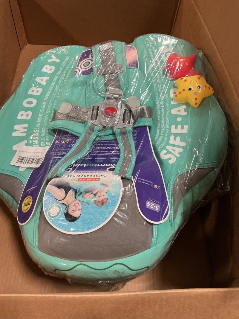 Condition photo showing New/Like New for mambobaby float with canopy size improved non inflatable infant baby pool float smart mambo float swim trainer baby swim float mambo baby float solid air free water waist swimming ring
