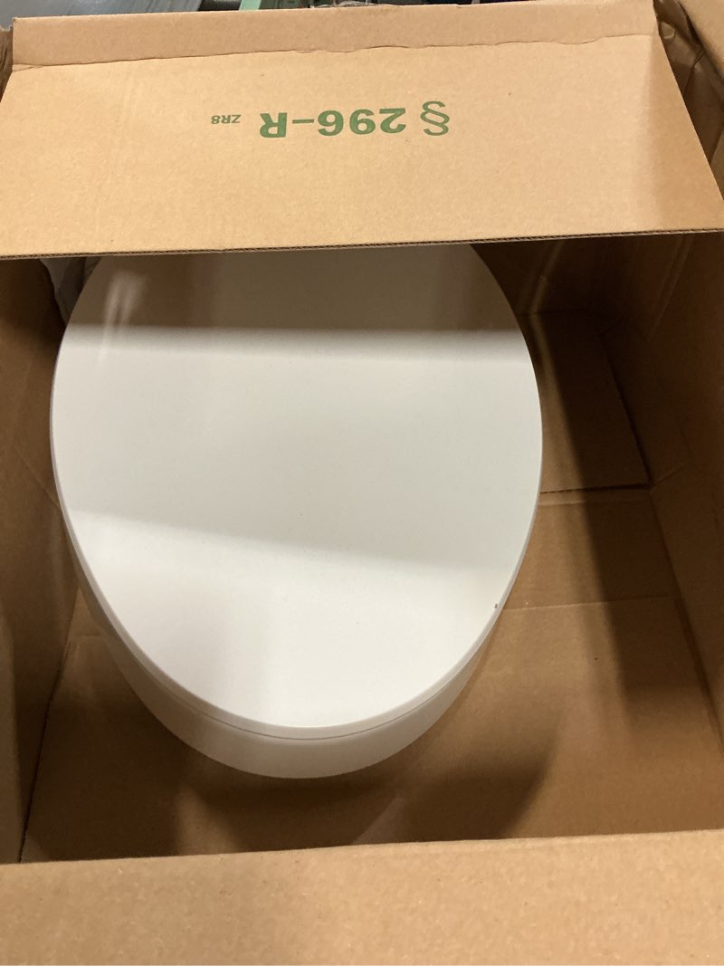 Condition photo showing As Is for KOHLER 25875-0 Hyten 3" Height, Elevated Soft Close Elongated Toilet Seat, Contoured Seat with Grip-Tight Bumpers, Quick-Attach Hardware, No Slam Toilet Seat, White White Elongated