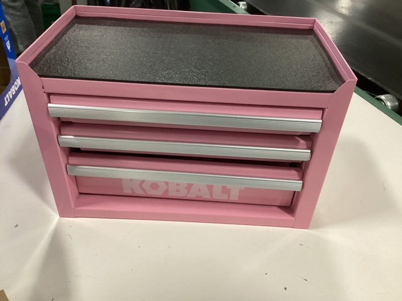 Condition photo showing Good Condition for Kobalt Portable tool box 11.1-in W x 7.36-in H x 6.14-in D 3 -Drawer Pink