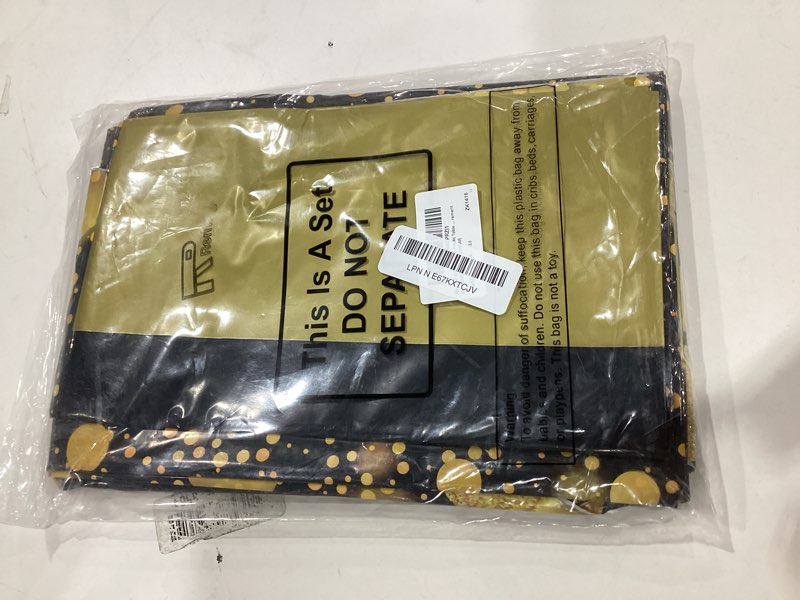 Condition photo showing New/Like New for remagr 6 pcs black and gold 84 inch round plastic tablecloth disposable tablecloth party table runner round cover for birthday graduation anniversary wedding baby shower retirement decoration 6 black and gold