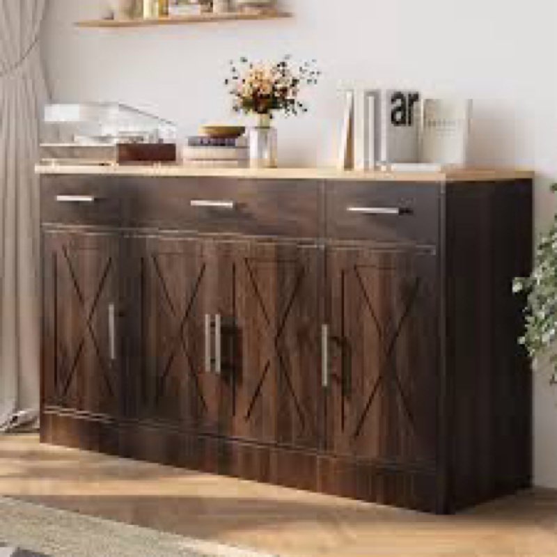shintenchi sideboard buffet cabinet with storage,53.4" large kitchen buffet storage cabinet with 3 d