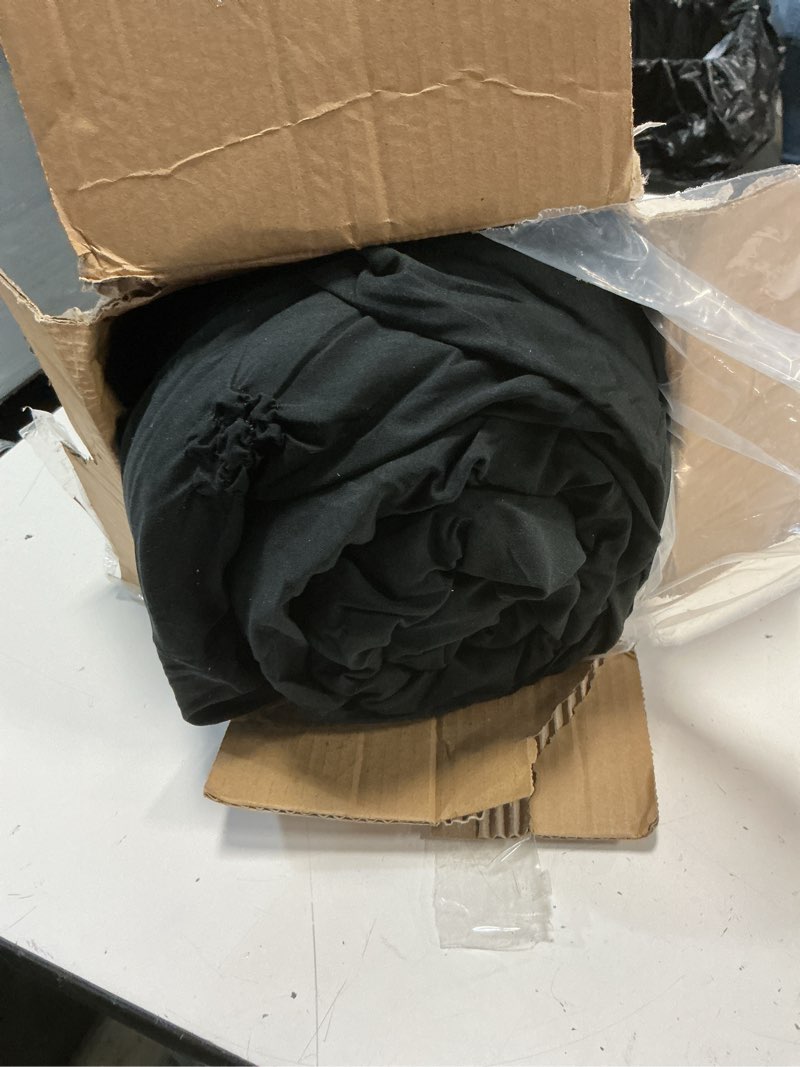 Condition photo showing As Is for kakabell pinch pleat goose down feather fiber comforter full/queen size, breathable fluffy black duvet insert with cotton fabric, 750+fill power all season hotel-quality bed comforter 90" x 90" queen black