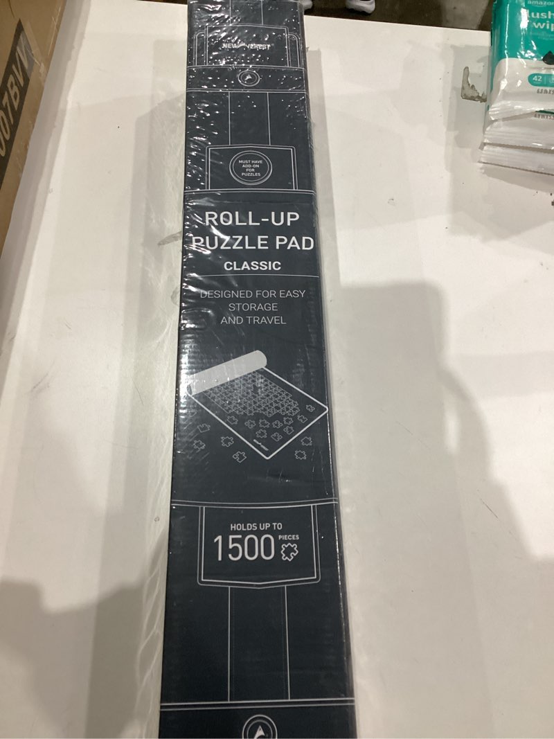 Condition photo showing New/Like New for The Original Newverest Jigsaw Puzzle Mat Roll Up, Saver Pad 46” x 26” Portable Keeper Up to 1500 Pieces with Non-Slip Rubber Bottom & Smooth Top + 3 Puzzle Sorting Trays & Travel-Friendly Storage Bag 1500pcs