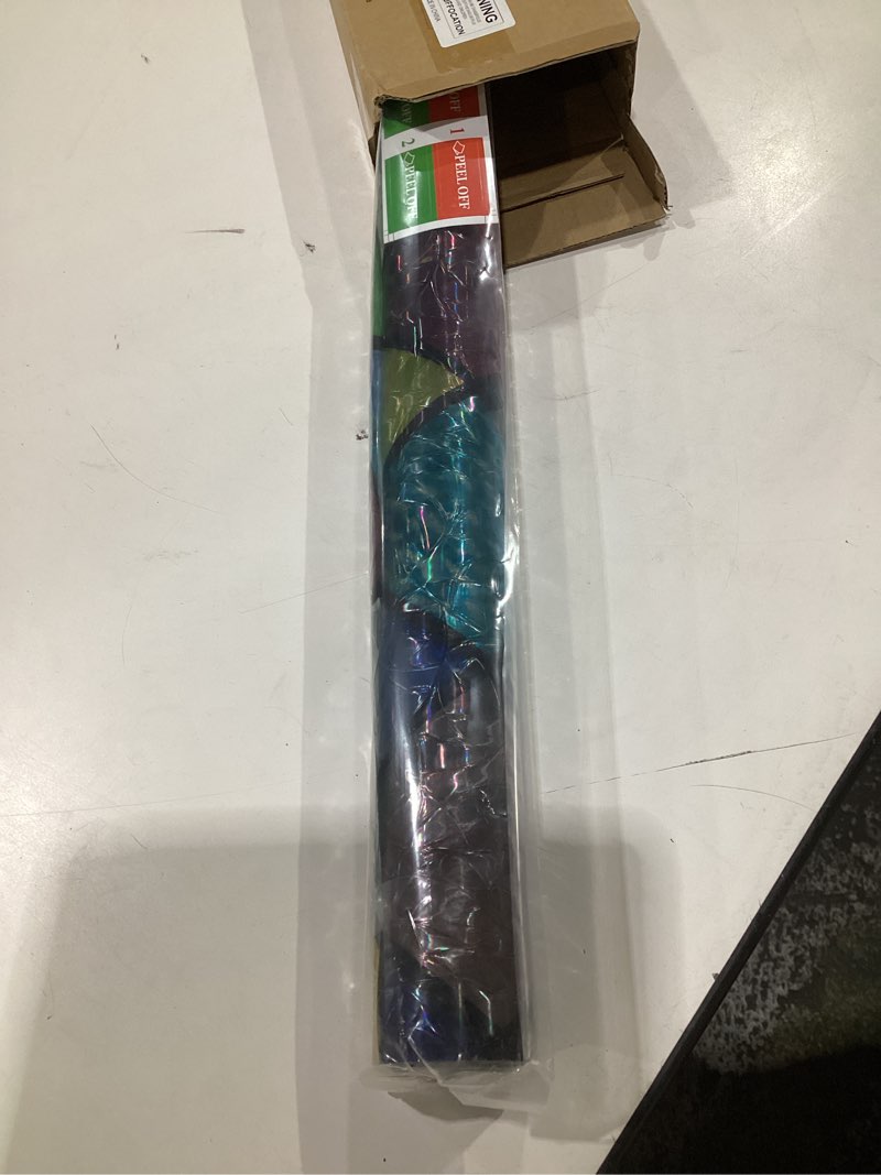 Condition photo showing As Is for Beautysaid Window Privacy Film Stained Glass, Rainbow Window Film Decorative for Bathroom, Peel and Stick Window Cling Removable(Lattice,23.6 x 157 inch) 23.6 x 157 inch Lattice