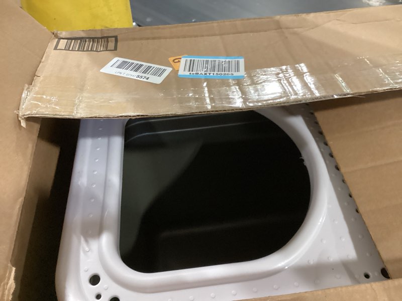 Condition photo showing As Is for petmate enclosed cat litter boxes with hinged lid and wide top entry opening, cat litter box enclosure with filter lid, made in usa, scoop not included 1 count (pack of 1) gray