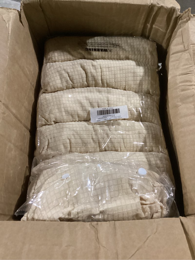 Condition photo showing New/Like New for outdoor cushion covers set,14pcs waterproof patio furniture couch seat slipcovers, replacement for sofa sectional chair(cover?only) cream 14pcs-jacquard-tpu