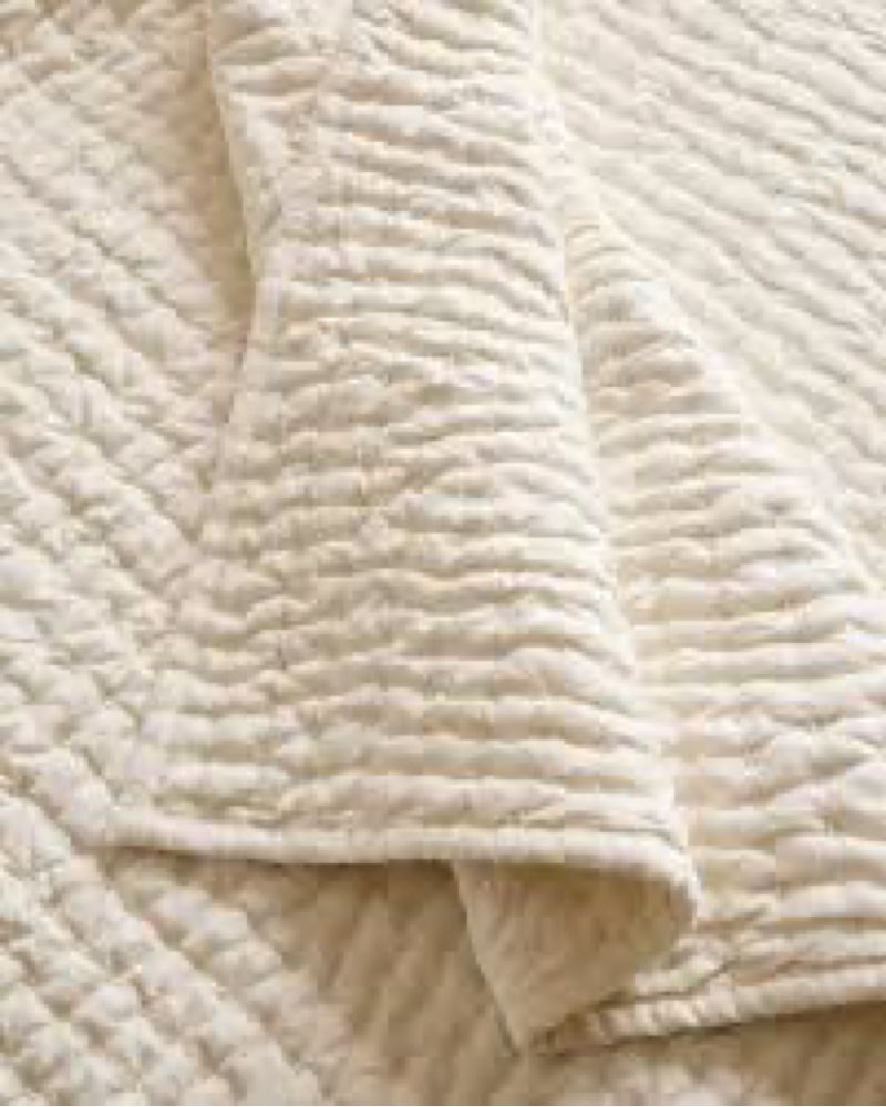 European Linen Cotton Stitch Quilt Full/Queen Ivory