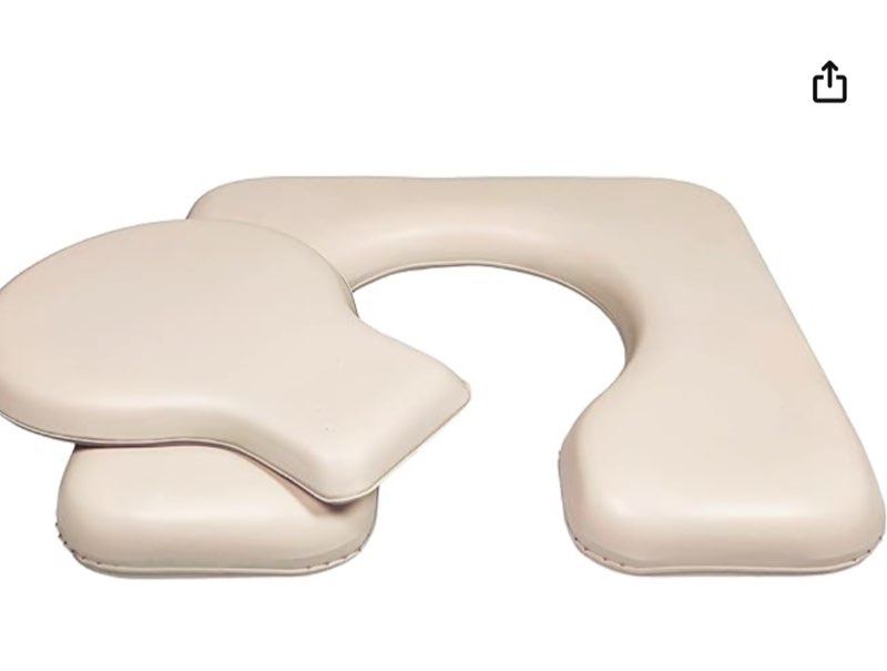PU Bedside Commode Seat Cushion, U Shape Soft Sponge Padded for Bedside Chairs, Raised Toilet Seat, 16.5\" Width, Waterproof and Easy Clean - (Beige)
