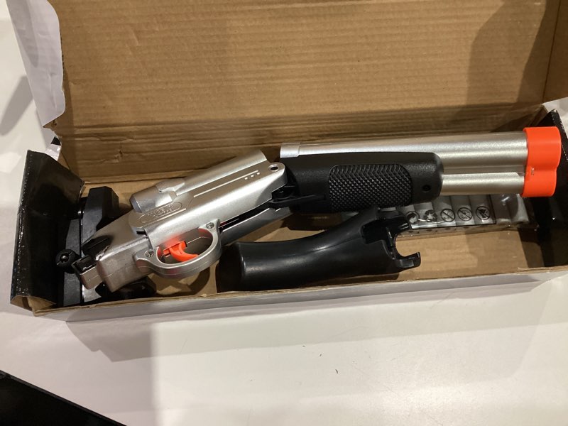 Condition photo showing As Is for Double-Barrel Shotgun Toy Gun Silver - Soft Bullet Shell Ejecting Pistol Pop Dart Mini Gun Foam Blaster Sniper Rifle Kids 6+ Boys Ages 7 8-12 Teen Adults Red Dot Scope Outdoor Pump Action Hunting Game