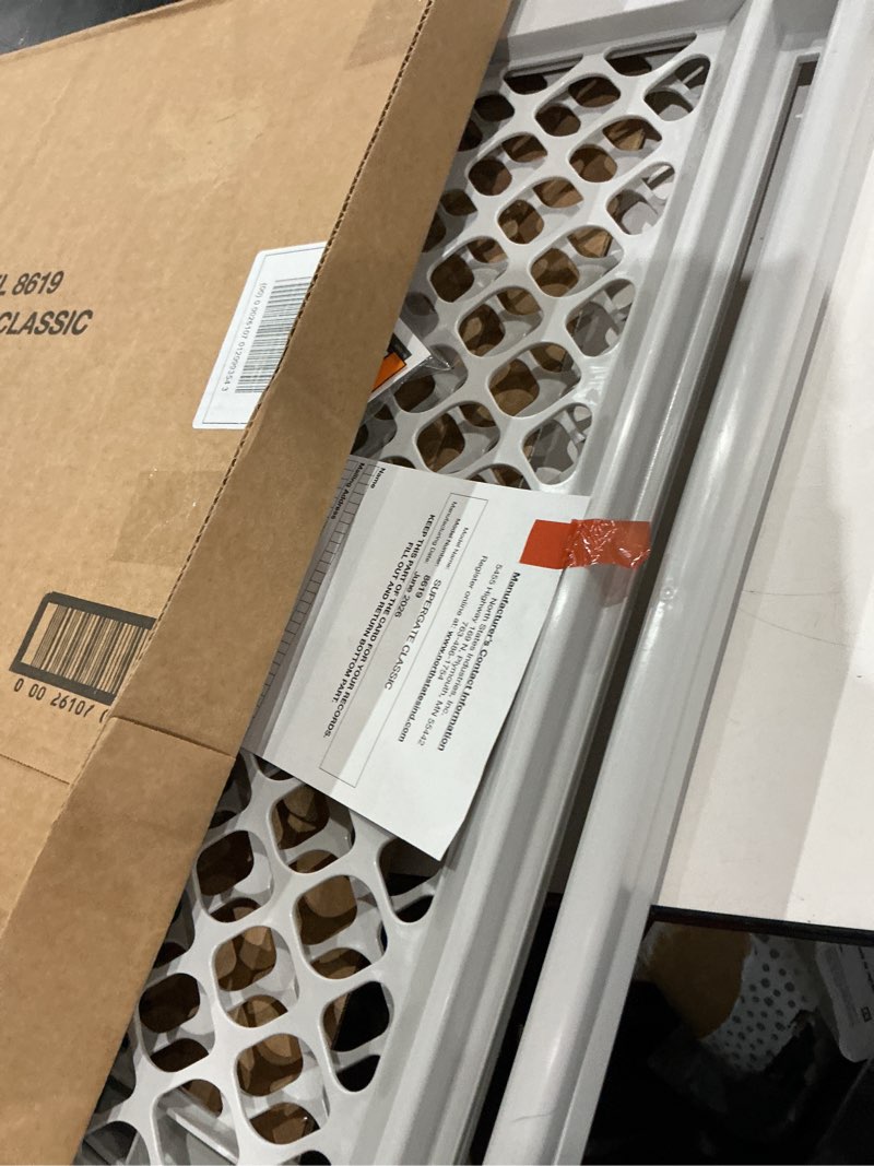 Condition photo showing Good Condition for mypet north states universal pet gate: 26” - 42” wide dog gate. use as pressure mounted gate or swinging door with included hardware. dog gates for doorways, 26" tall, gray