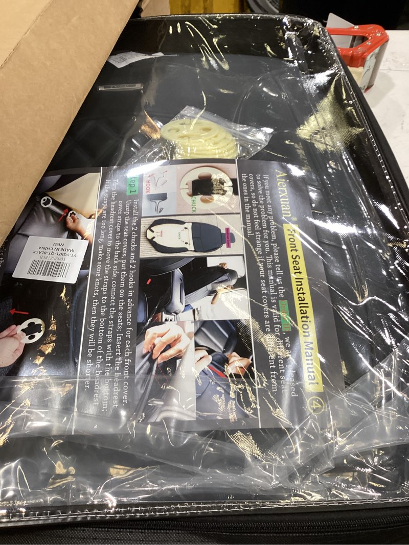 Condition photo showing Good Condition for aierxuan seat covers for truck chevy chevrolet silverado gmc sierra pickup 2007-2026 1500 2500hd 3500hd trail boss z71 crew double extended cab waterproof leather protectors (full set, black) full set/black