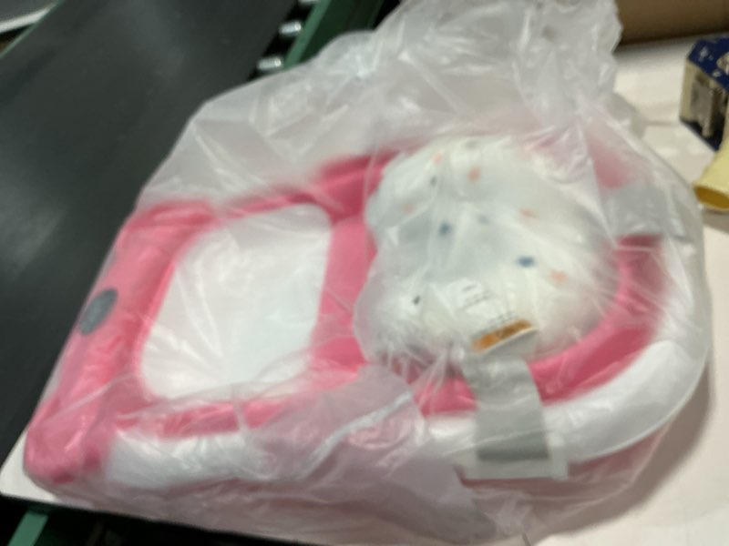 Condition photo showing Good Condition for MoreFeel Collapsible Baby Bathtub for Newborn with Thermometer & 1 Hooded Towel & 1 Soft Floating Cushion,Portable Travel Bathtub with Drain Hole, Durable Foldable Baby Tubs for Infants to Toddler Bear like Pink