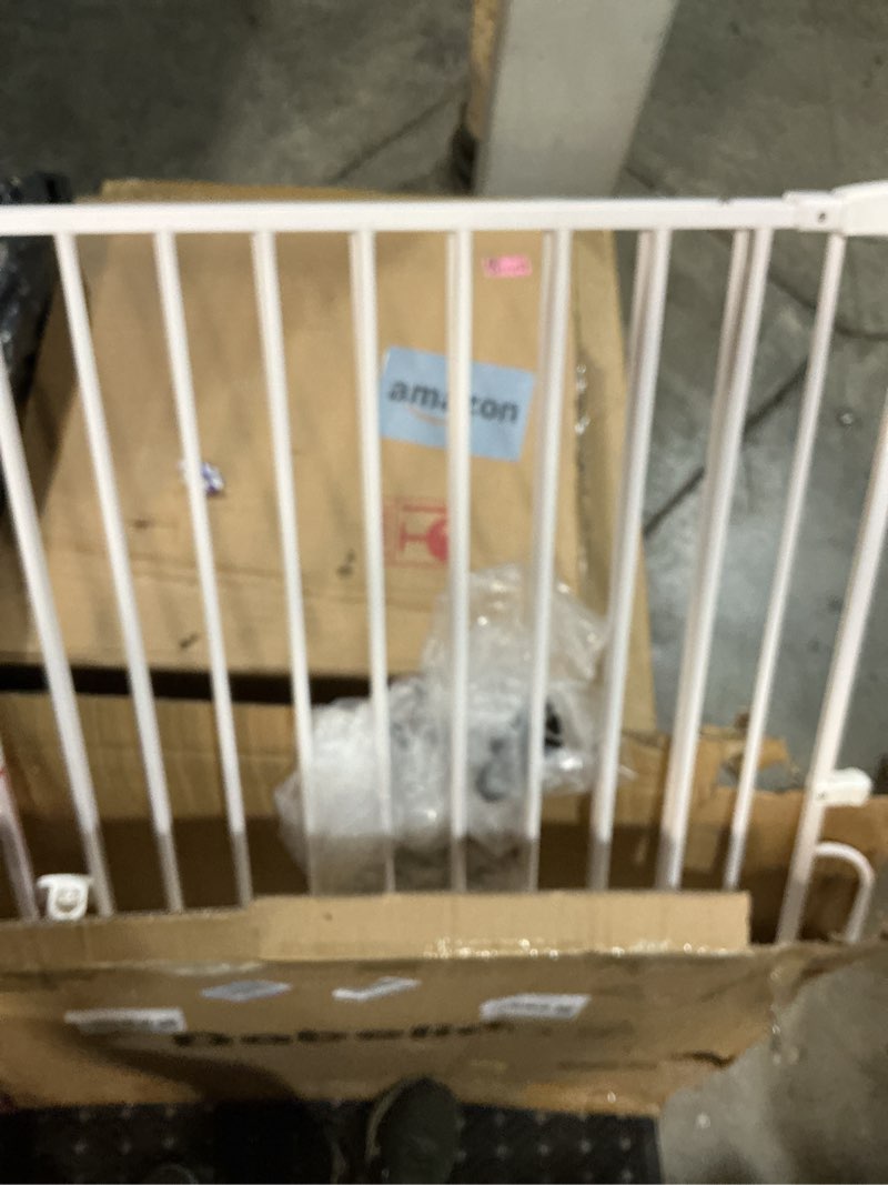 Condition photo showing Good Condition for babelio removable & no bottom bar baby gate, 35.5-55" extra wide hardware mounted (drill needed)| wide walk-thru| auto-close safety dog/pet gate for stairs & doorways (white, 35.5-55" w, 30" h) white 35.5-55" w, 30" h extra wide