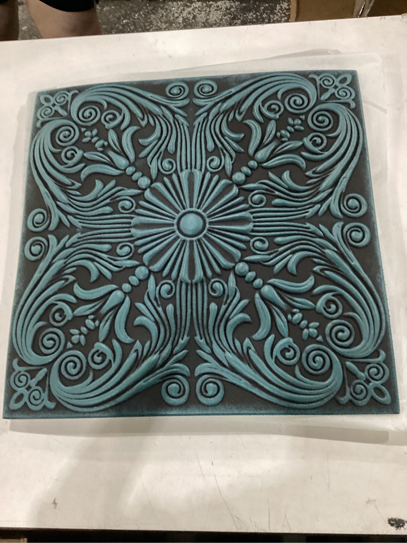 Condition photo showing Good Condition for à la maison ceilings r139 spanish silver foam glue-up ceiling tile (256 sq. ft./case), pack of 96, antique green pack of 96 antique green