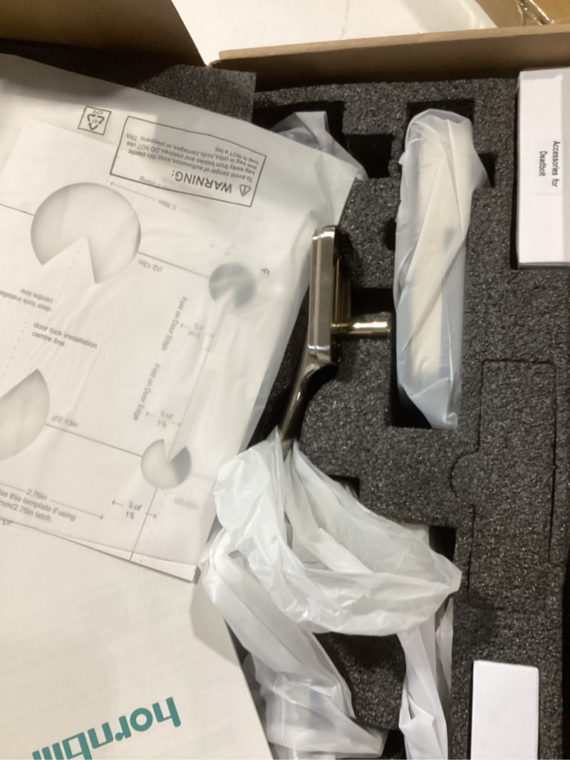 Condition photo showing Good Condition for front door lock with handle set, hornbill smart deadbolt keyless entry, app control and auto-lock, touchscreen keypad electronic deadbolt, bluetooth/key fobs/password unlock for new house silver