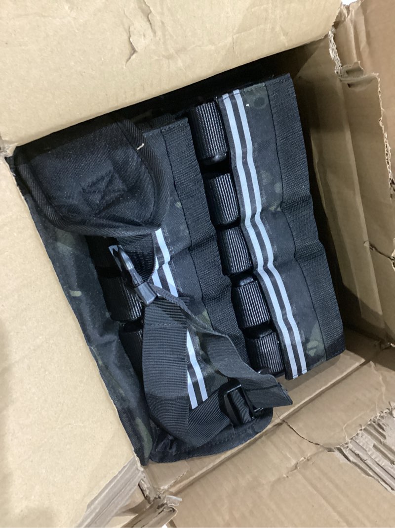 Condition photo showing Good Condition for krylix adjustable weighted vest for men and women 40lbs heavy duty workout vest with removable iron weights & reflective stripe for strength training running rucking and calisthenics camo