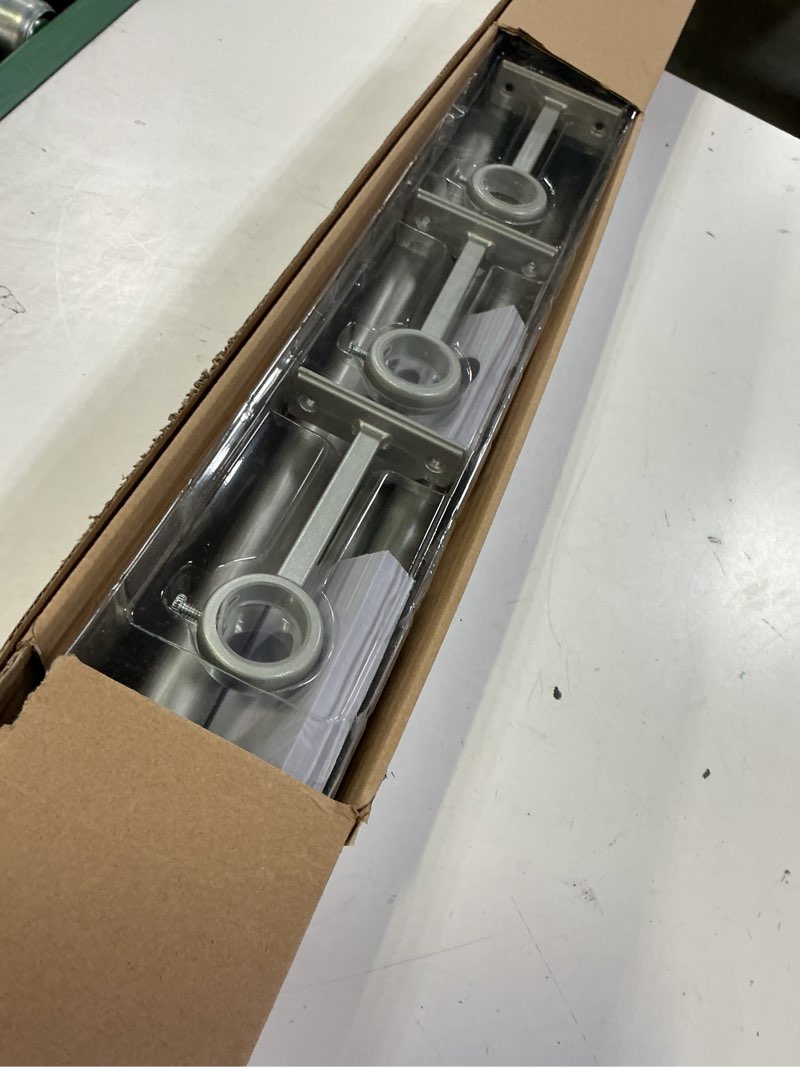 Condition photo showing Good Condition for allen + roth kirby 36-in to 72-in brushed nickel steel single curtain rod with finials