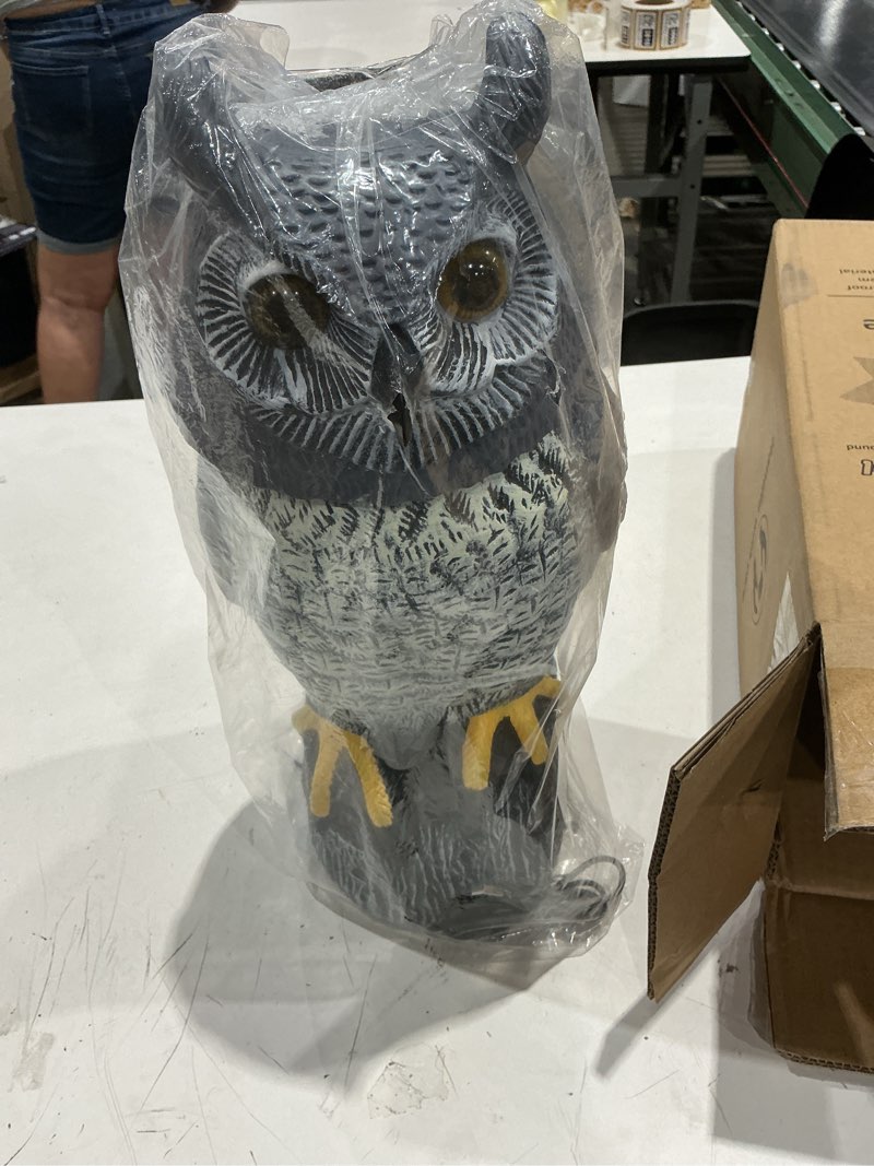 Condition photo showing Good Condition for owlsome solar owl with colored flashing eyes, rotating head, hoot sound, motion detector and silent mode, plastic owl garden sculpture, garden decoration