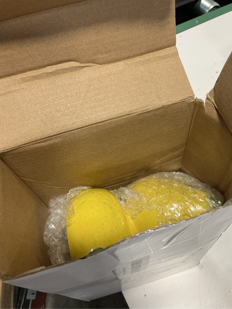 Condition photo showing Good Condition for set of 2 lemon taper candle holders lemon party decorations table centerpiece summer citrus candlestick holders for home kitchen dining room birthday wedding bridal shower