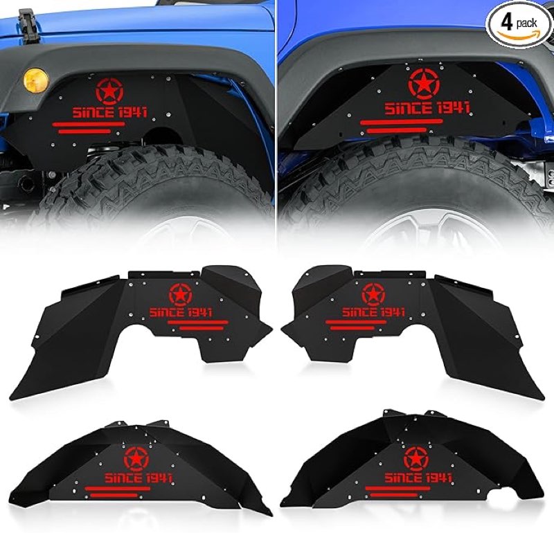 EYOUHZ for JK Front Inner Fender Liners Compatible with 2007 2008 2009 2010 2011 2012 2013 2014 2015 (similar to stock photo)