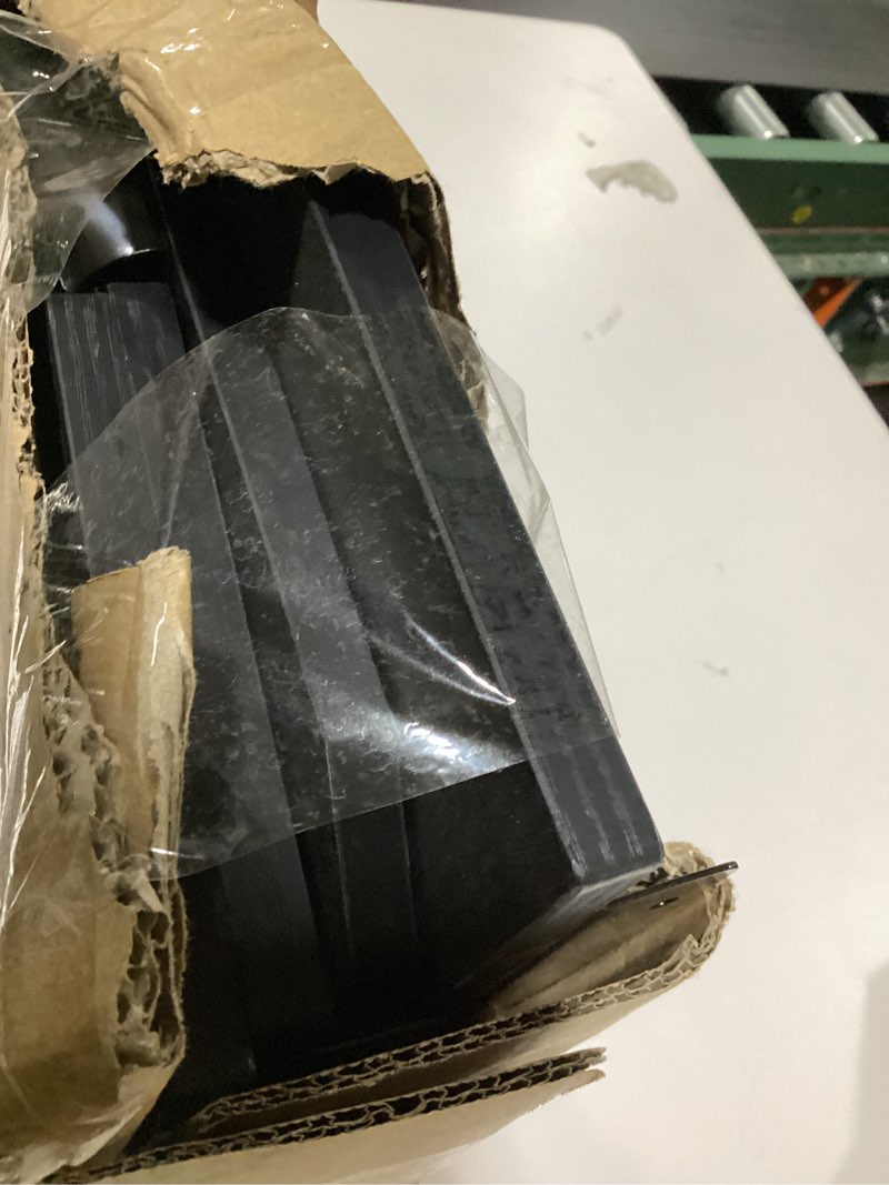 Condition photo showing New/Like New for Homode Corner Floating Shelves, Corner Shelves Wall Mounted with Cord Hole, 4 Tier Diamond Shape Corner Hanging Shelving for Wall Storage, for Cable Box, TV Cords, Books, Plants, Black Black Set of 4