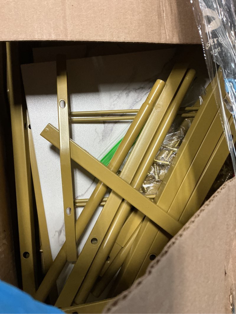 Condition photo showing Good Condition for 3 Tier Gold Bar Cart for Home, Bar Serving Cart with Wheels, Small Rolling Beverage Cart with Glass Holders, Liquor Cart with Wine Rack for Kitchen Dining Living Room Gold GBC507G