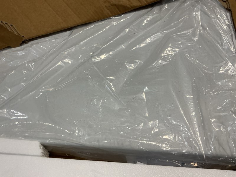 Condition photo showing Good Condition for 4ft folding table with adjustable height, heavy duty fold-in-half plastic table with steel legs and handle, portable for indoor, outdoor, picnic, camping, dining, party, white white 4ft