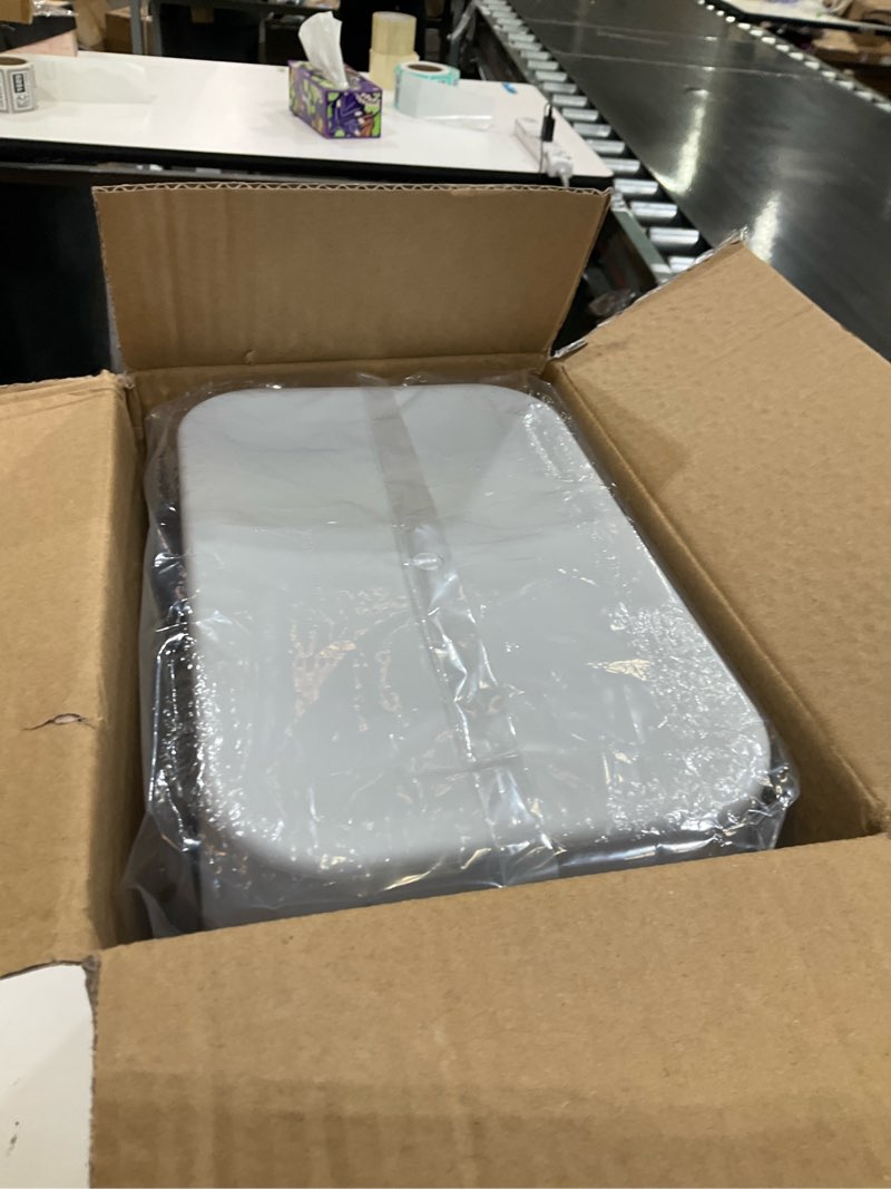 Condition photo showing As Is for TIPGO Bathroom Trash Can with Lid, 4 Gallon / 15 Liter Small Garbage Can, Press Top Bin, Plastic Wastebasket with Pop-Up Lid for Bedroom, Living Room, Office (Grey) Grey, 1 Pack