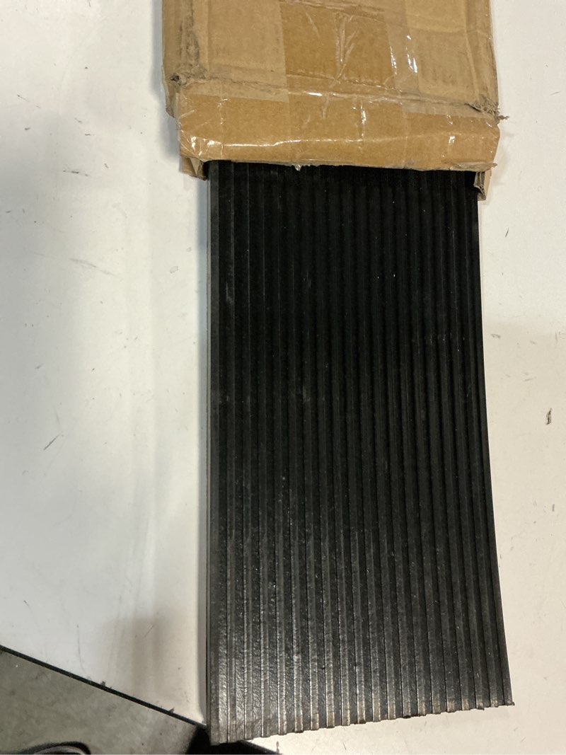 Condition photo showing As Is for 0.8" Rise Threshold Ramp for Doorways, 2204 LBS Capacity Rubber Threshold Ramp, Non-Slip Driveway Curb Ramps Handicap Ramp for Wheelchair Scooter Stroller, Cuttable and Adjustable Size 0.8" Rise (35.4"x5.9")