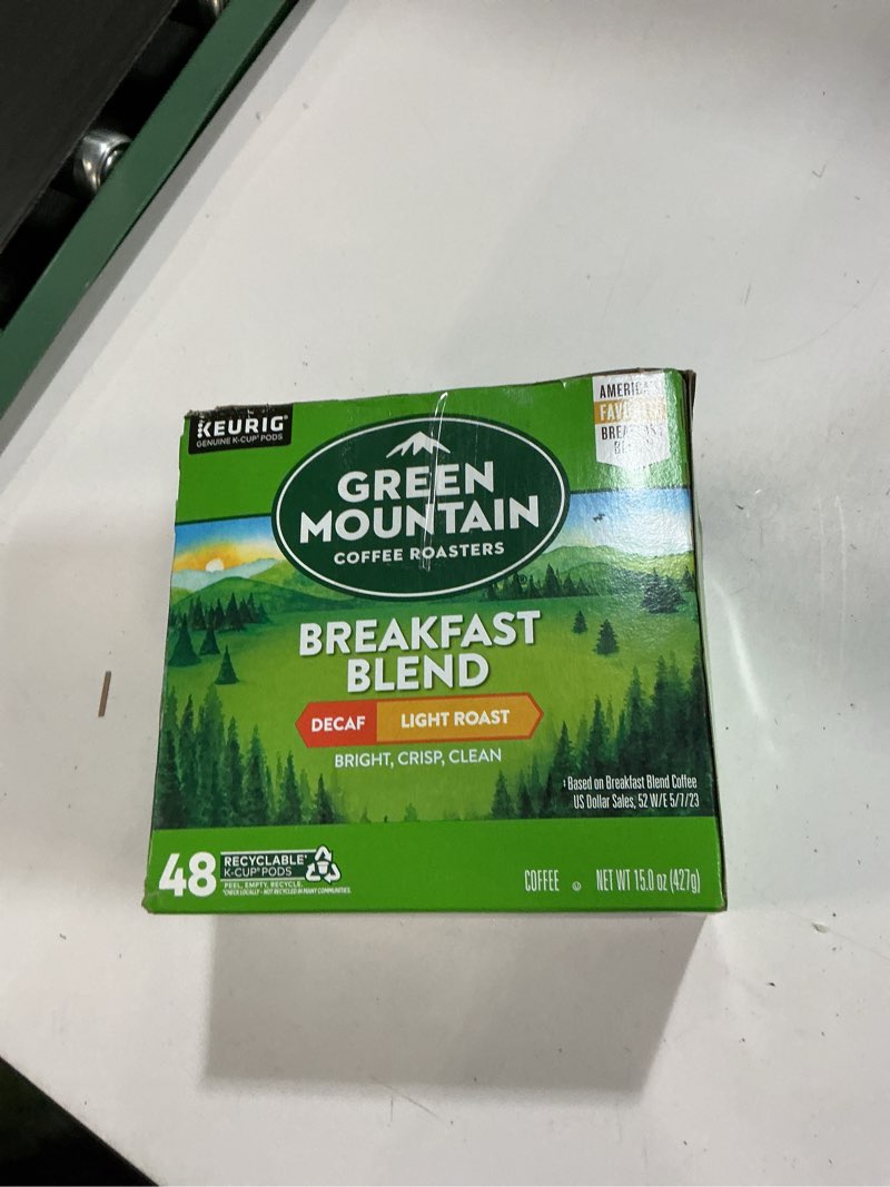 Condition photo showing New/Like New for ( BB/JAN/2028) Green Mountain Coffee Roasters Decaf Breakfast Blend, K-Cup Portion Pack for Keurig K-Cup Brewers (Pack of 48) Decaf Breakfast Blend 48 Count (Pack of 1)