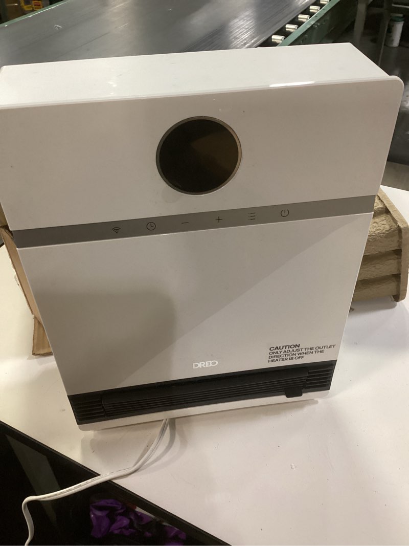 Condition photo showing As Is for Dreo Smart Wall Heater, IP24 Electric PTC Space Heaters for Indoor Use, 30° Oscillation, Adjustable Thermostat, Remote Control, Works with Alexa, 24H Timer, Easy-mounted for Bedroom, Office, Home White Standard