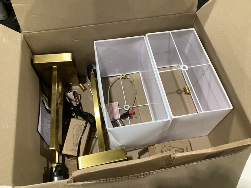 Condition photo showing As Is for 22’’ Table Lamps for Bedrooms Set of 2, Gold Bedside USB Desk Lamp with AC Outlet, Touch Control Modern Vintage Living Room Table Lamp for Nightstand End Table, 3-Way Dimming with 2 E26 Edison Bulbs Large(22'') Gold(Base)