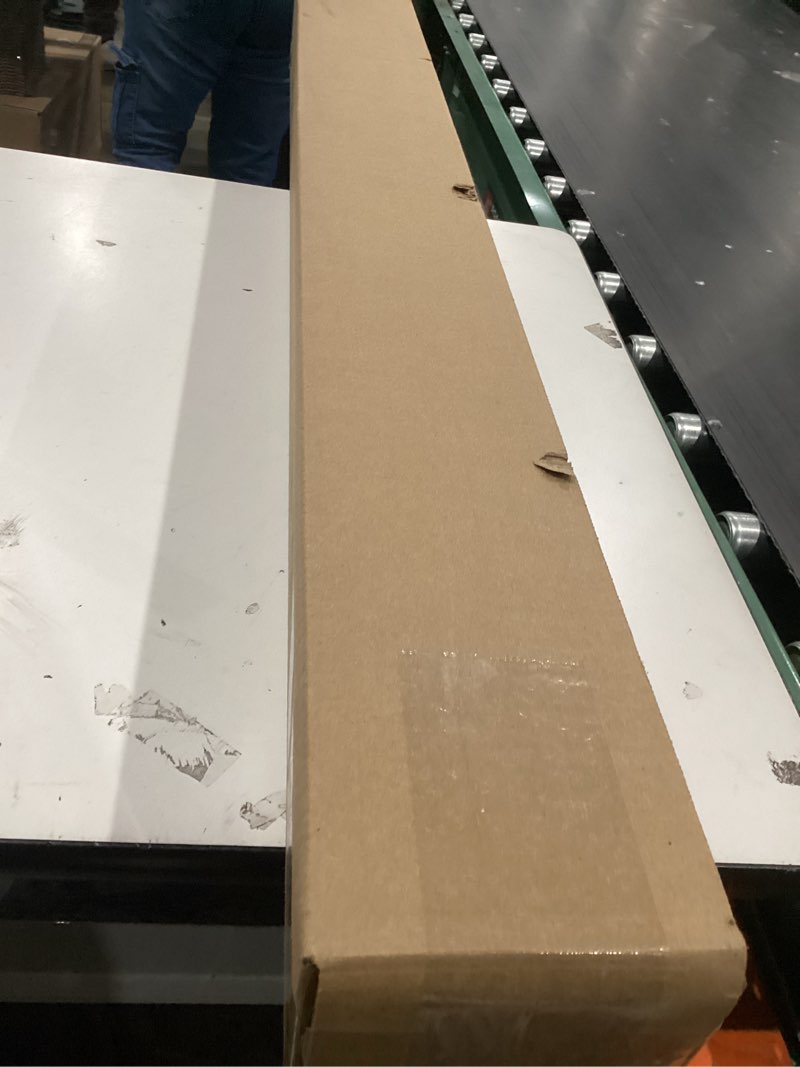 Condition photo showing As Is for premium 1 5/16 inch diameter round wardrobe tube closet rod with end supports (chrome, custom 10"-48" wide space)