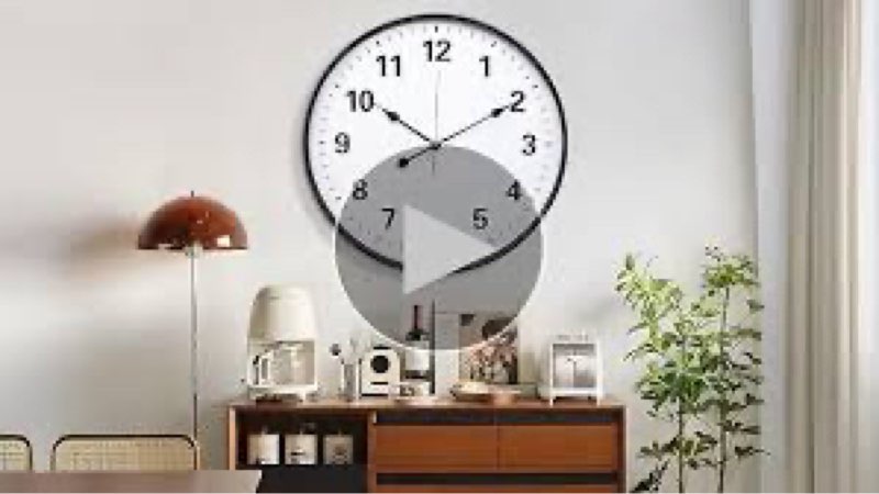 leike metal large wall clock 24in black, retro silent quartz battery operated, decorative for patio,