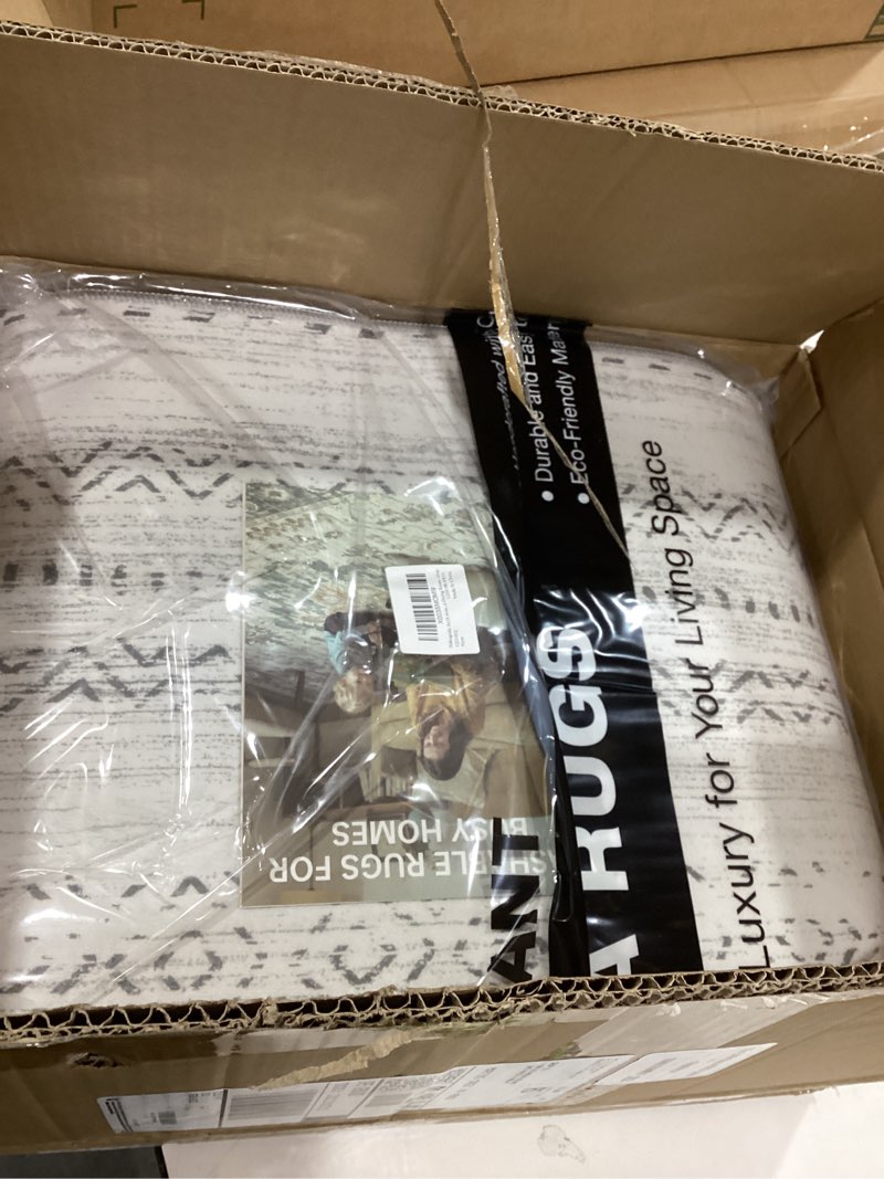 Condition photo showing New/Like New for Nakagishi 8x10 Area Rugs Living Room: Washable Boho Large Neutral Soft Farmhouse Rug Stain Resistant Modern Moroccan Non-Slip Indoor Carpet for Bedroom Nursery Kids Playroom Office Dining Room- Gray Boho Grey 8' x 10' (Rectangular)