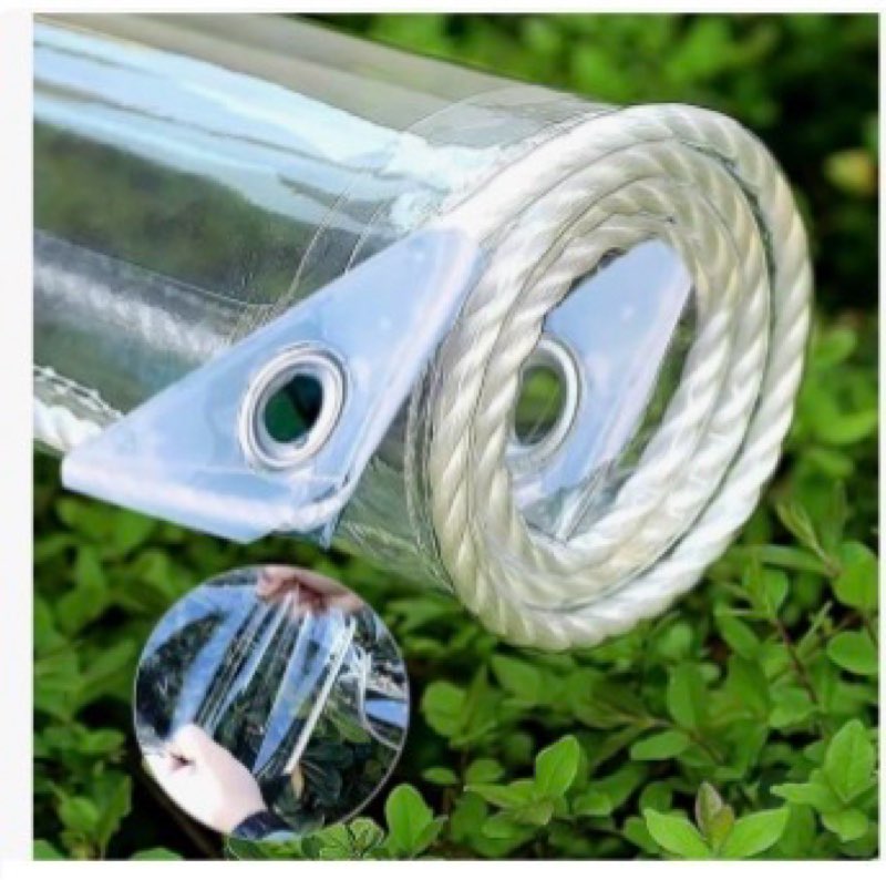 Clear Tarp, 14 Mil Heavy Duty Waterproof Clear PVC Tarp, 420g/M² Clear Tarps with Grommets for Campi