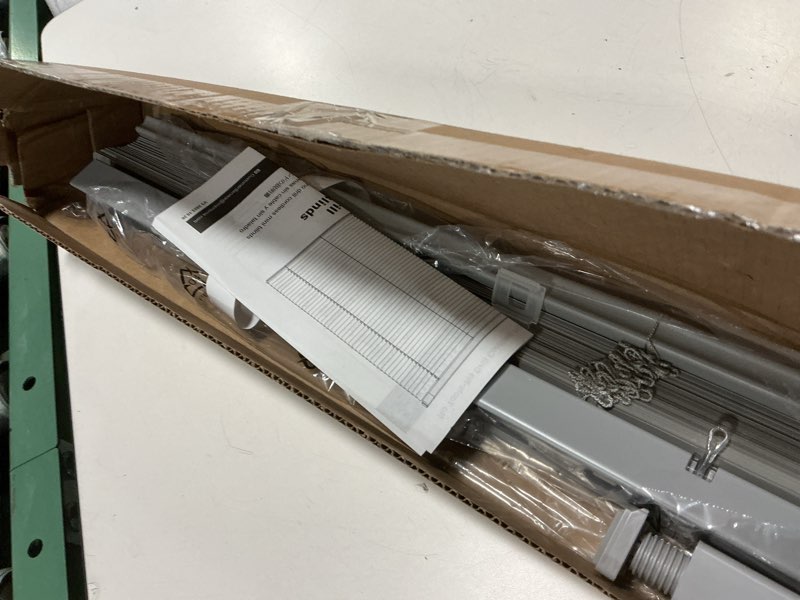 Condition photo showing New/Like New for LazBlinds No Tools No Drill 1" Vinyl Mini Blinds, Cordless Blinds for Windows, Light Filtering Horizontal Window Blinds & Shades, 20" W x 48" H, Grey Cordless-grey 20" W x 48" H