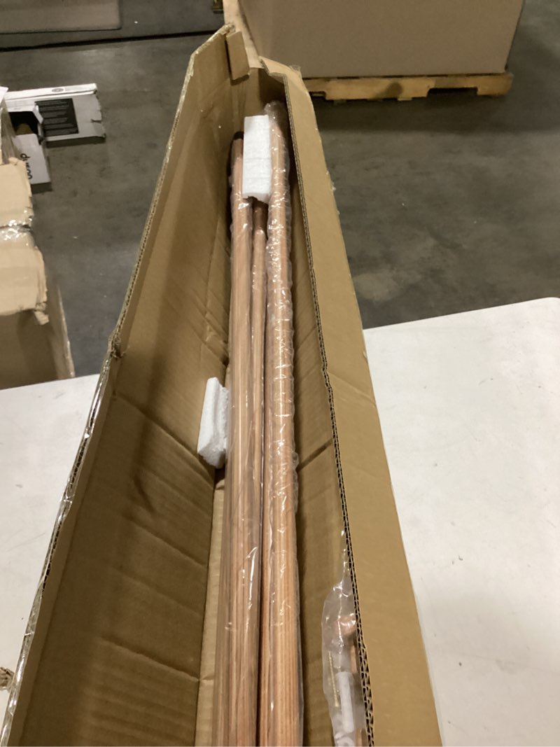 Condition photo showing Good Condition for Light Wood Grain Double Curtain Rods For Windows 72-144 Inch,Heavy Duty Double Curtain Rod with Aluminum Finials and Bracket,Adjustable Double Window Rods For Blackout Or Room Darkening Panels Light Wood Grain 72-144"